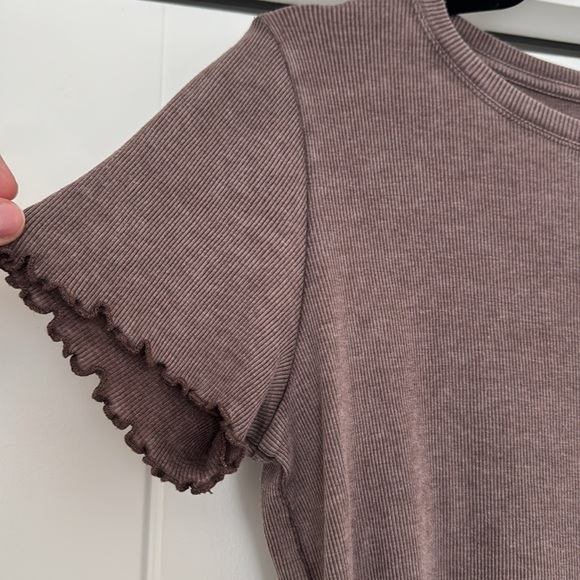 NWOT AERIE Ribbed Mauve Crop Top - Picture 3 of 5